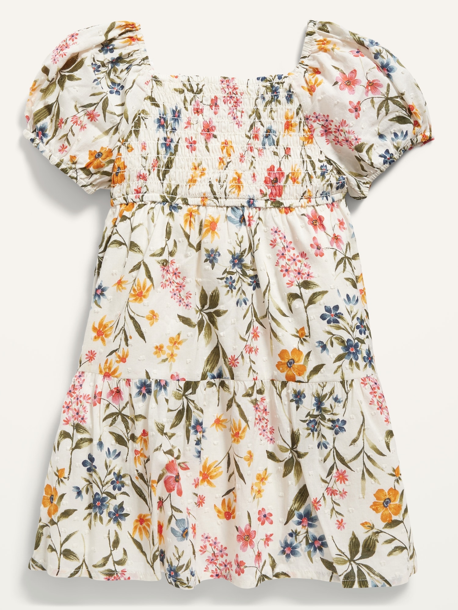 Smocked Puff-Sleeve Swiss Dot Babydoll Dress for Toddler Girls | Old Navy