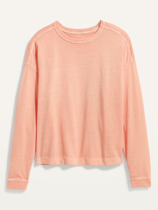 View large product image 2 of 2. Loose Garment-Dyed Long-Sleeve Easy Tee for Women