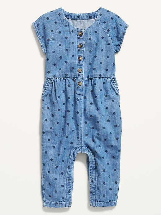 Chambray Utility Polka-Dot Jumpsuit for Baby | Old Navy