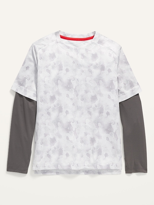 View large product image 1 of 1. Go-Dry Camo 2-in-1 Performance Tee for Boys