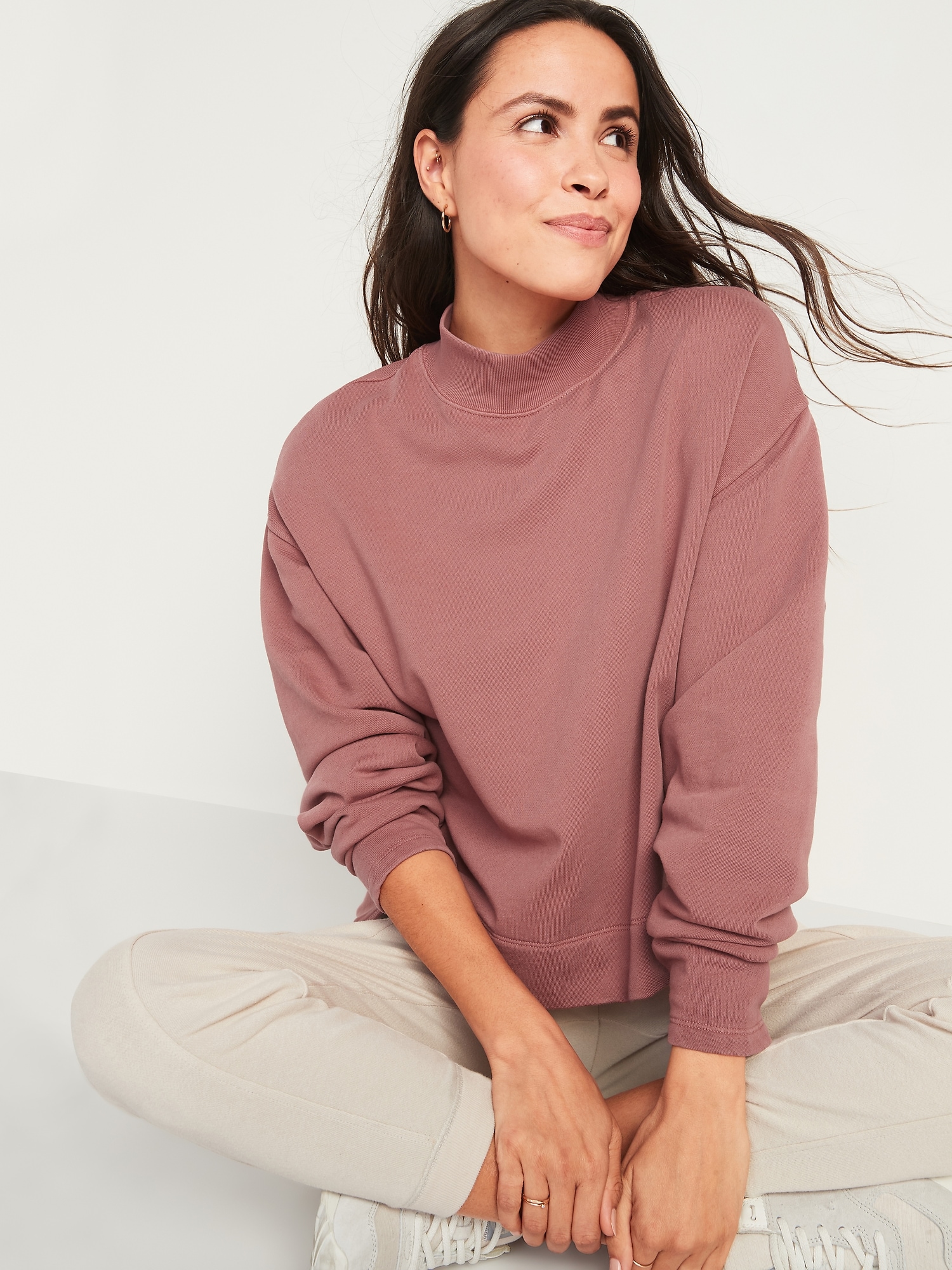 mock neck sweatshirt women's