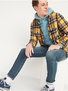 Regular-Fit Built-In Flex Patterned Flannel Shirt for Men