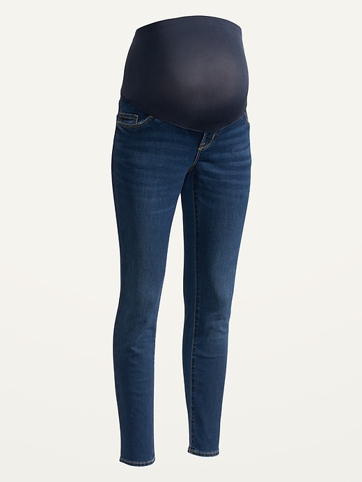 View large product image 1 of 1. Maternity Full-Panel Medium-Wash Straight-Leg Jeans