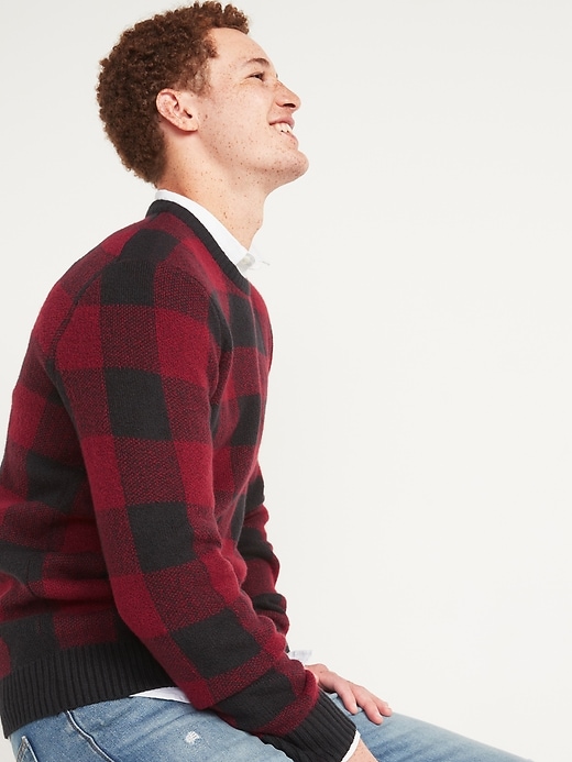 View large product image 1 of 2. Cozy Plaid Crew-Neck Sweater
