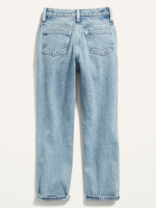 View large product image 2 of 2. High-Waisted Slouchy Straight Light-Wash Ripped Jeans for Girls