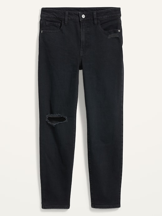 Image number 4 showing, High-Waisted O.G. Straight Ripped Black Ankle Jeans for Women