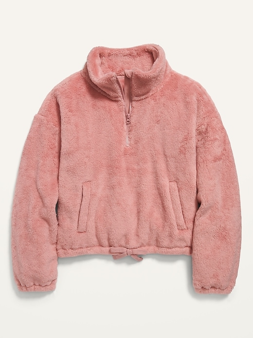 View large product image 1 of 1. Mock-Neck 1/4-Zip Faux-Fur Pullover for Girls