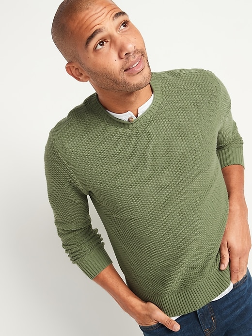 Image number 1 showing, Textured-Knit Crew-Neck Sweater