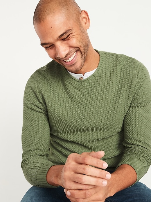 Image number 3 showing, Textured-Knit Crew-Neck Sweater