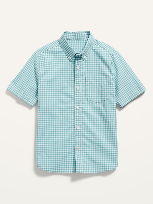 View large product image 1 of 1. Built-In Flex Short-Sleeve Plaid Pocket Shirt for Boys