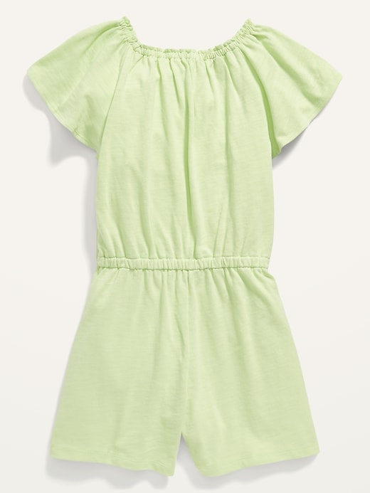 View large product image 2 of 2. Flutter-Sleeve Slub-Knit Romper for Girls