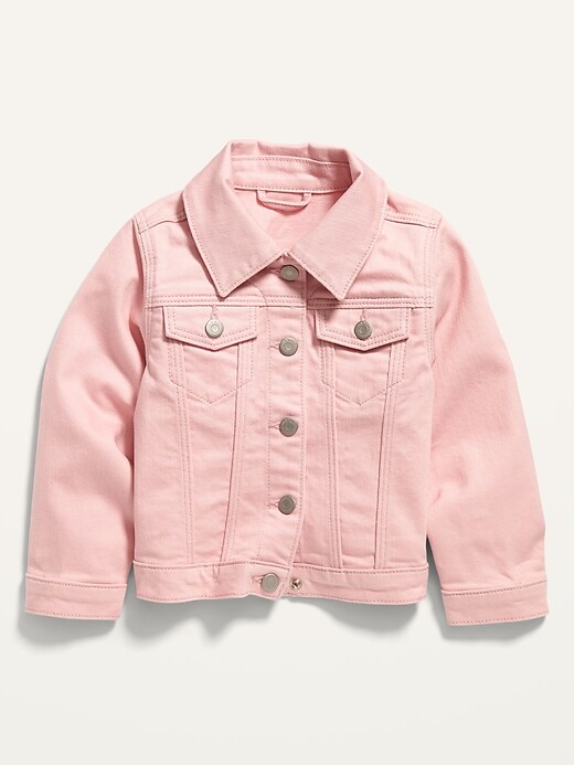Old Navy Unisex Pink-Wash Jean Trucker Jacket for Toddler. 1
