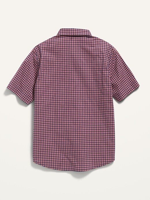 View large product image 2 of 2. Built-In Flex Short-Sleeve Plaid Pocket Shirt for Boys