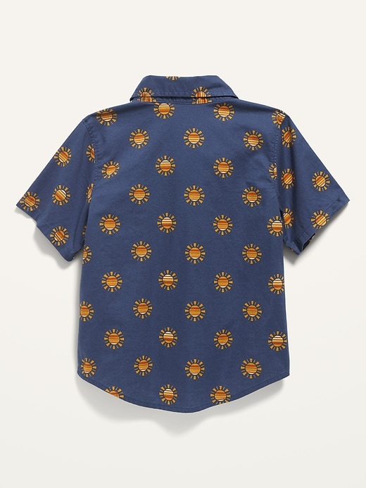 View large product image 2 of 2. Short-Sleeve Printed Chambray Shirt for Toddler Boys