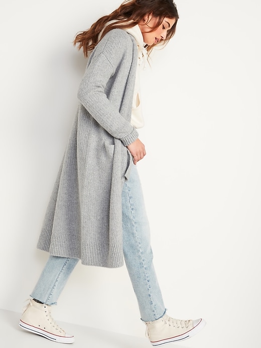Long Duster Open-Front Cardigan Sweater for Women