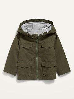 Unisex Hooded Canvas Utility Jacket for Baby