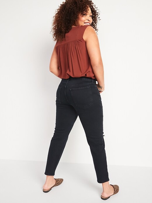 Image number 6 showing, High-Waisted O.G. Straight Ripped Black Ankle Jeans for Women
