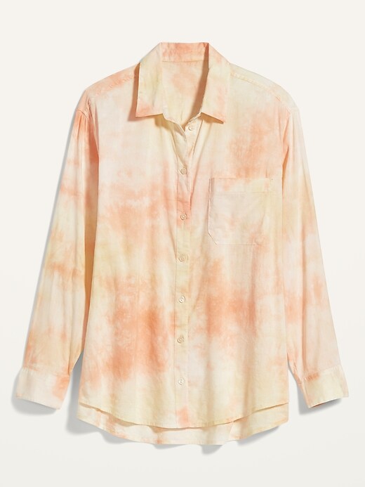 View large product image 1 of 1. Oversized Tie-Dye Boyfriend Shirt for Women