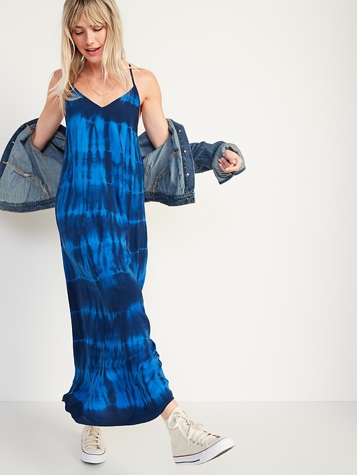 Image number 1 showing, Specially Dyed Sleeveless Maxi Shift Dress for Women