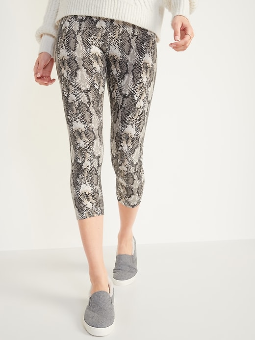 View large product image 1 of 2. High-Waisted Printed Cropped Leggings