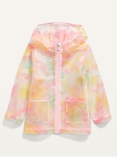 Water-Resistant Translucent Hooded Rain Jacket for Toddler Girls