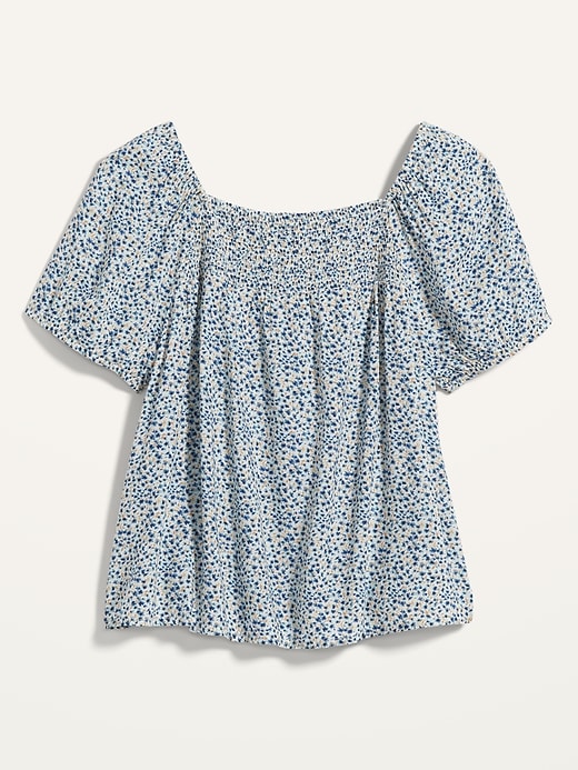 View large product image 1 of 1. Smocked-Yoke Floral-Print Swing Top