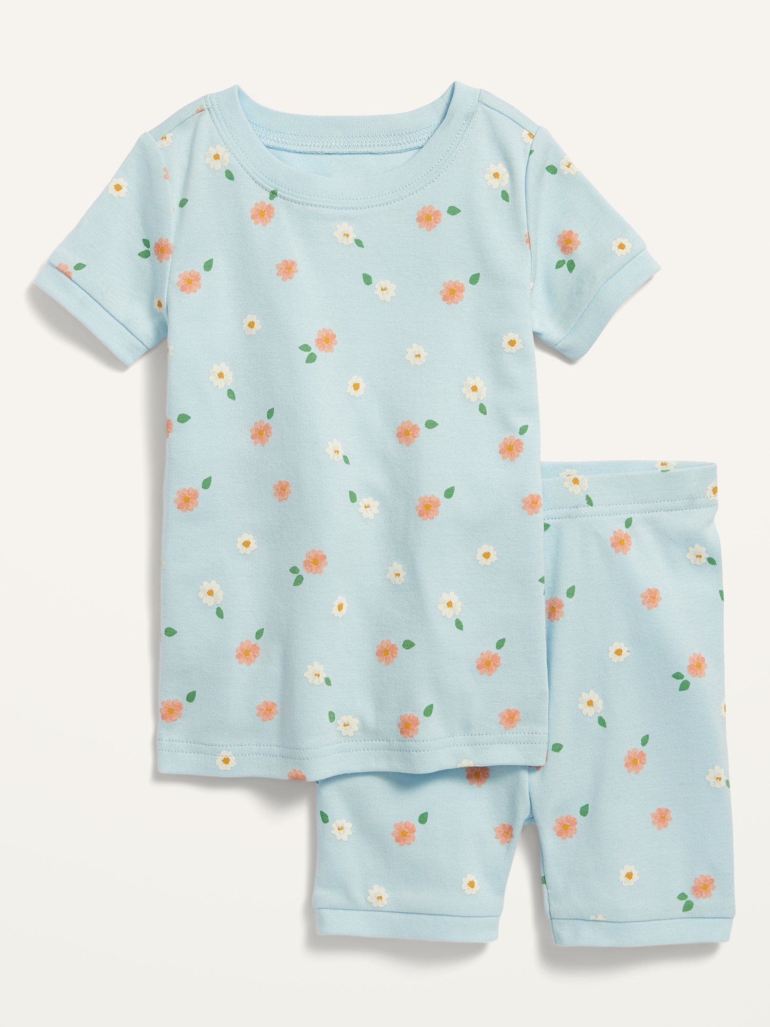 Unisex Printed Short-Sleeve Pajama Set for Toddler & Baby