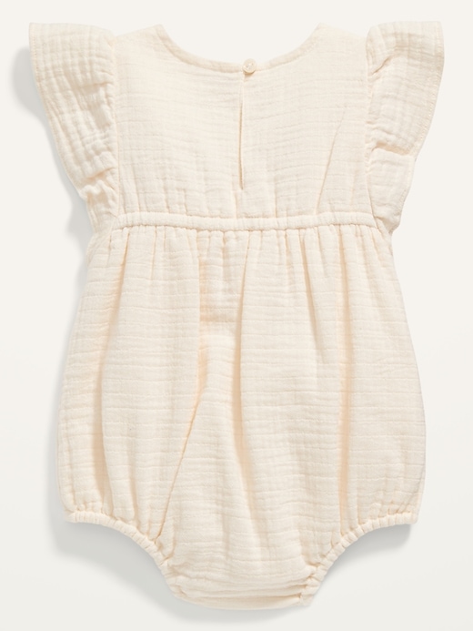 View large product image 2 of 2. Embroidered Flutter-Sleeve Romper for Baby