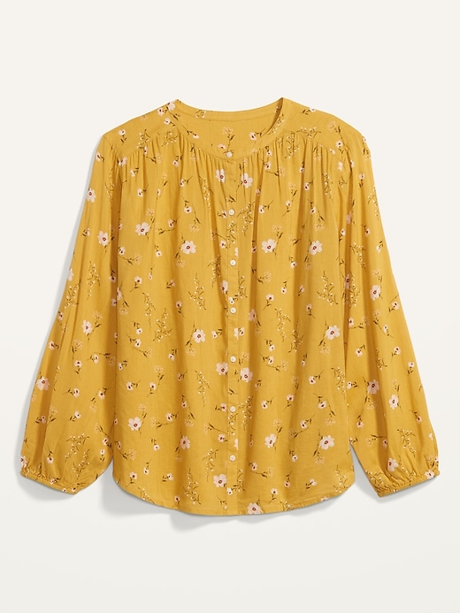 Oversized Floral-Print Button-Front Poet Blouse for Women | Old Navy