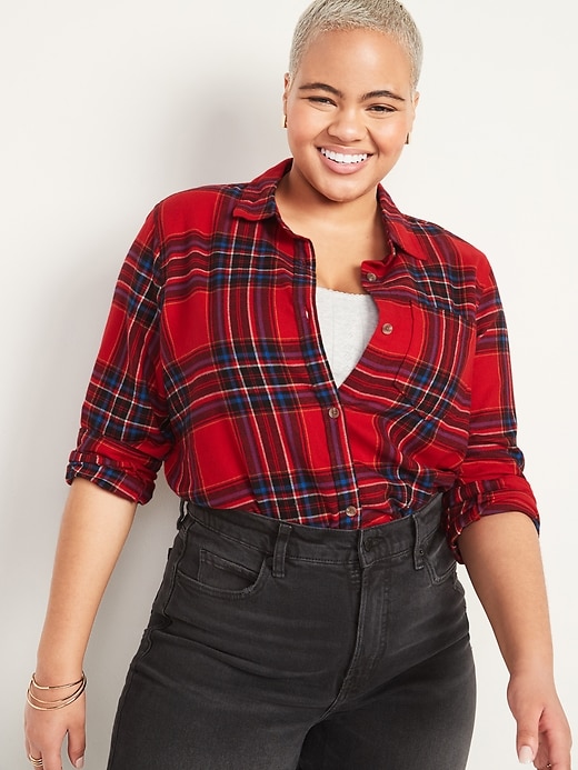 View large product image 1 of 2. Classic Plaid Flannel Shirt for Women