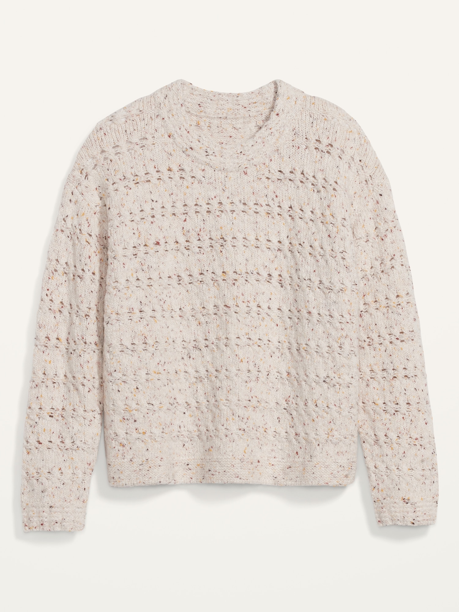 Oversized Pointelle-knit Sweater - Cream - Ladies