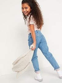 View large product image 3 of 4. High-Waisted O.G. Straight Built-In Tough Light-Wash Distressed Jeans for Girls