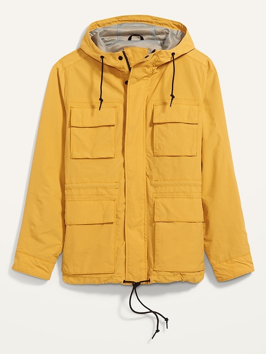 View large product image 2 of 2. Water-Resistant Hooded Nylon Rain Jacket