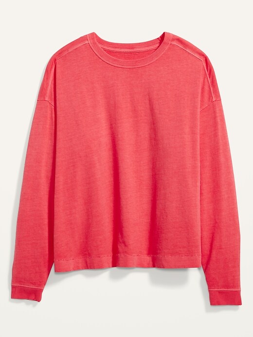 Image number 4 showing, Loose Garment-Dyed Long-Sleeve Easy Tee for Women