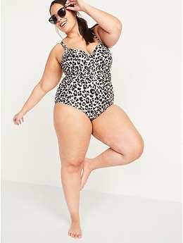 Wrap-Front Secret-Smooth Underwire Plus-Size One-Piece