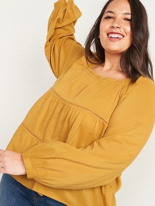 Image number 1 showing, Square-Neck Tiered Plus-Size Swing Top