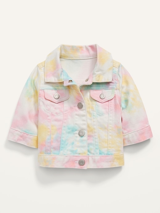 View large product image 1 of 2. Rainbow Tie-Dye Jean Jacket for Baby