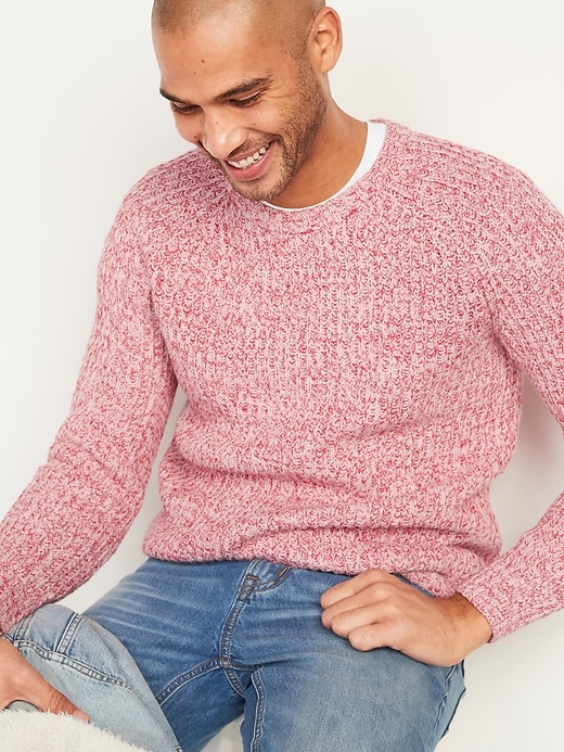 View large product image 1 of 2. Textured Rib-Knit Crew-Neck Sweater