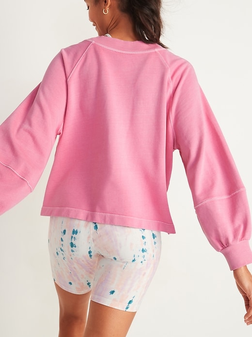 Image number 2 showing, Garment-Dyed Blouson-Sleeve Sweatshirt for Women
