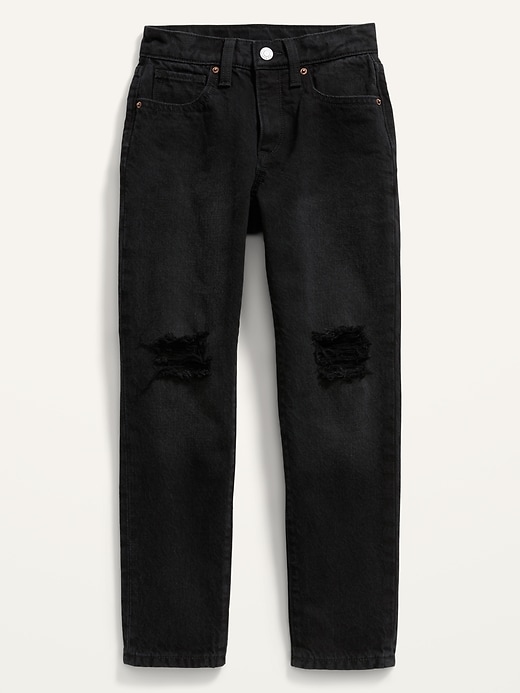View large product image 1 of 2. High-Waisted O.G. Slim Straight Built-In-Tough Ripped Black Jeans for Girls