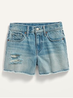 Extra High-Waisted Distressed Cut-Off Jean Shorts for Girls