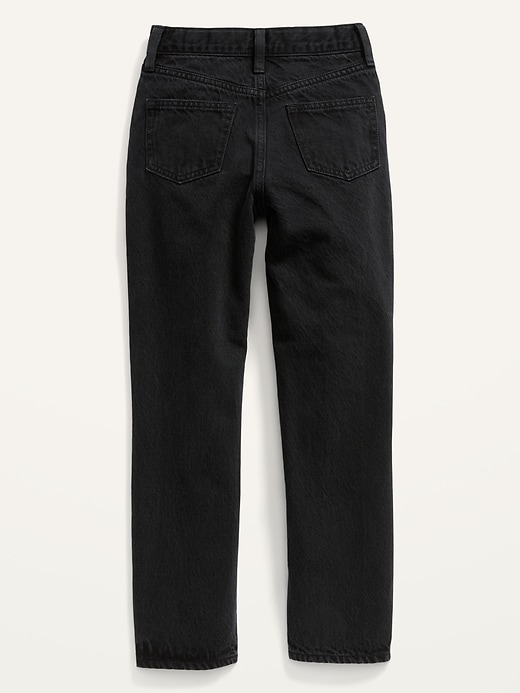 View large product image 2 of 2. High-Waisted Slouchy Straight Black-Wash Jeans for Girls
