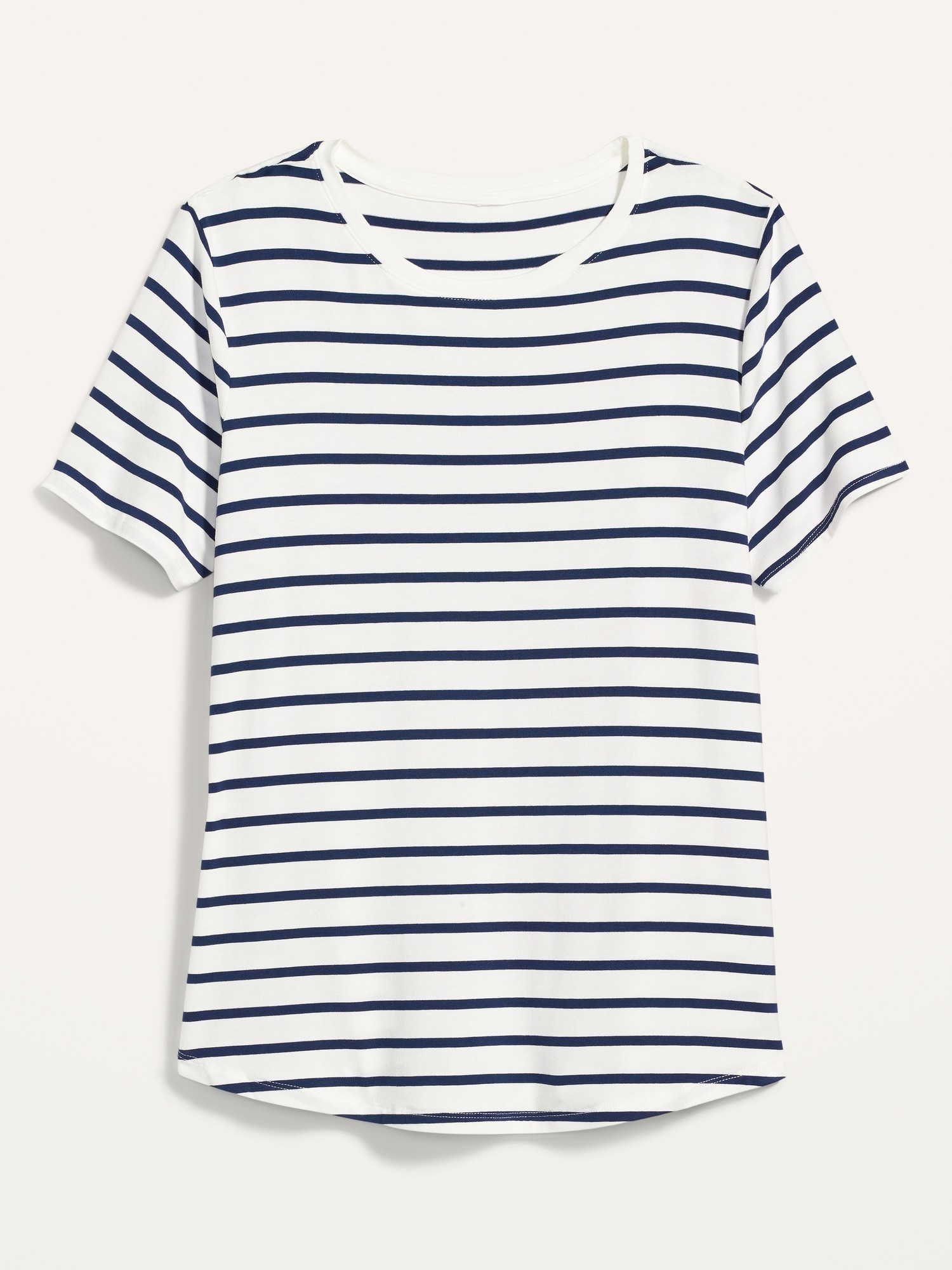 Luxe Striped Crew-Neck Tee for Women 