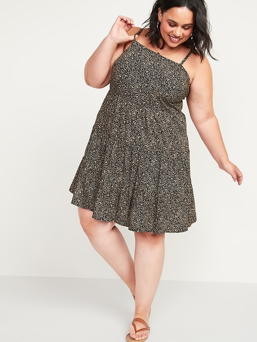 Image number 1 showing, Sleeveless Tiered Printed Plus-Size Swing Dress