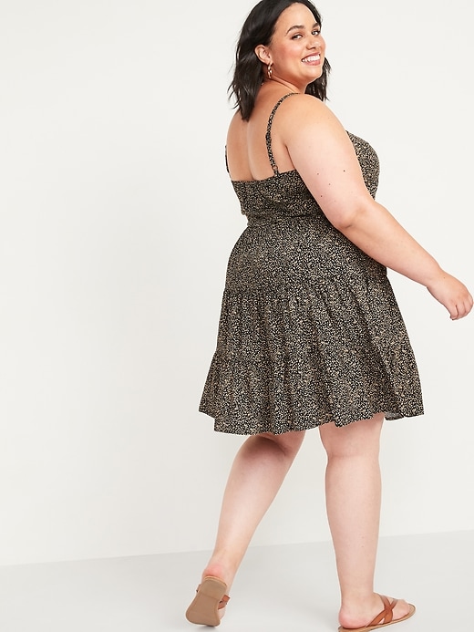 Image number 2 showing, Sleeveless Tiered Printed Plus-Size Swing Dress