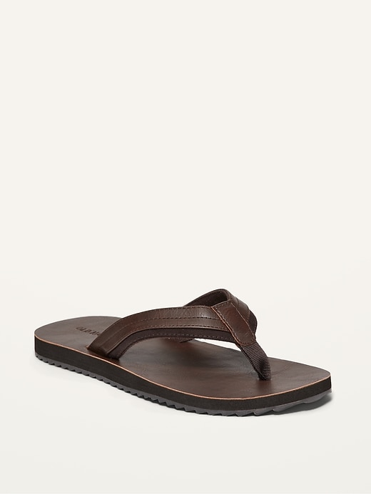 View large product image 1 of 1. Gender-Neutral Faux-Leather Flip-Flop Sandals For Kids