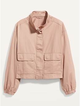 Lucky Brand Women's Cropped Twill Utility Jacket