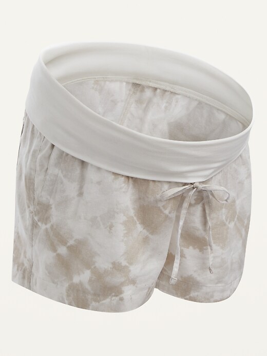 Old Navy Maternity Rollover-Waist Linen-Blend Shorts 4” Inseam