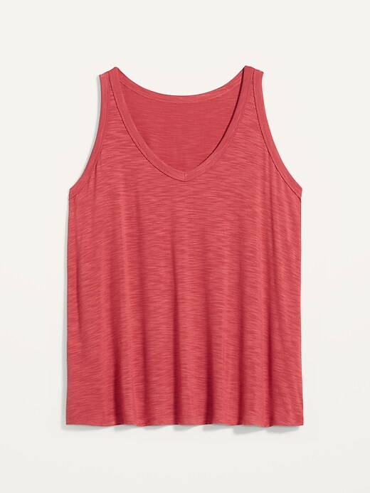 View large product image 1 of 1. Luxe Slub-Knit Plus-Size V-Neck Tank Top