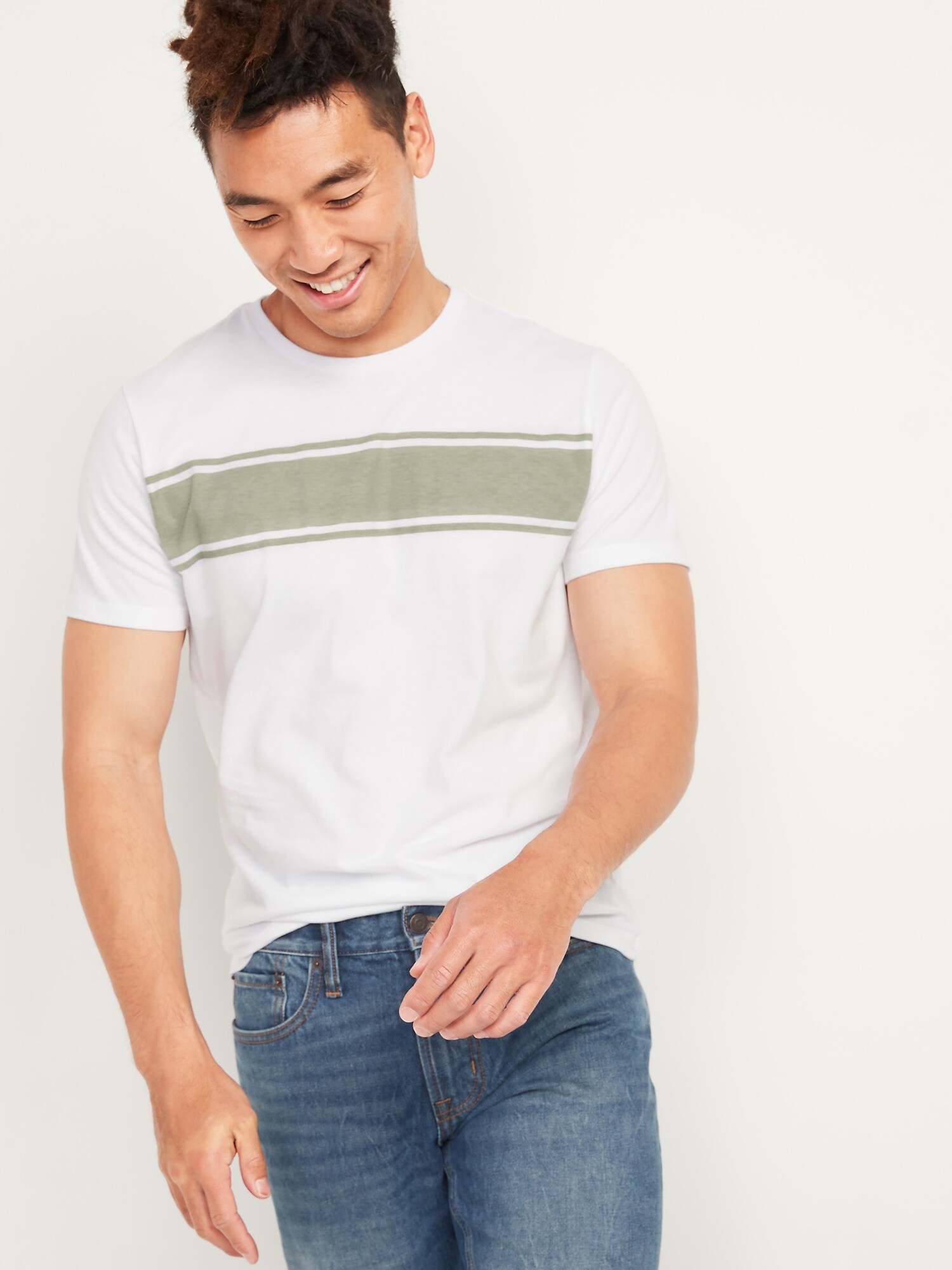 Soft Washed Chest Stripe Crew Neck Tee For Men Old Navy 6309